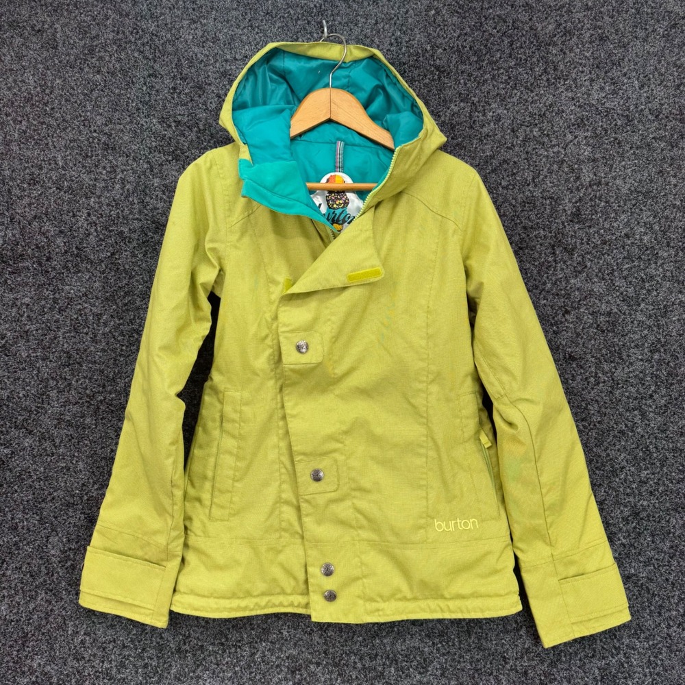 Burton Dryride Snowboard Jacket Lime Green Insulated Hooded Juniors Small
